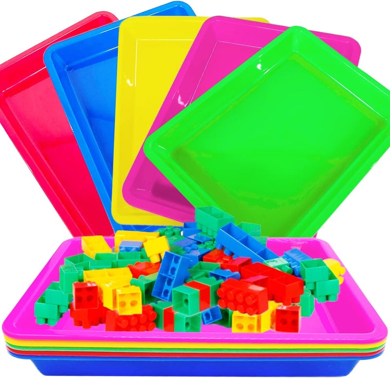 Eerrhhaq 10 Pack Activity Plastic Art Trays,14 * 10 Inch Art Trays for Arts and Crafts,Multicolor Plastic Art Trays for DIY Projects,Beads,Painting,Jewelry - Image 1